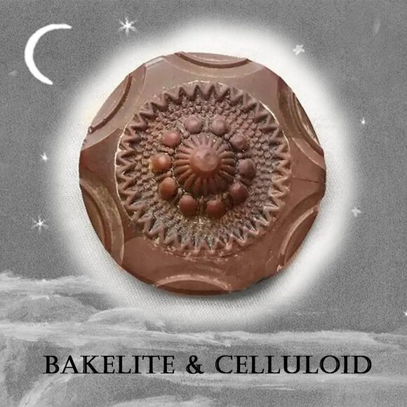 VTG Bakelite & Celluloid Medallion  Handle  Antique Vintage Furniture Pull - Picture 1 of 10